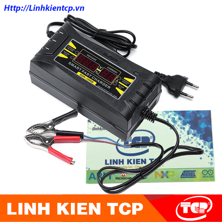 Bộ sạc bình ắc quy 12V 10-100Ah hiển thị dòng và điện áp